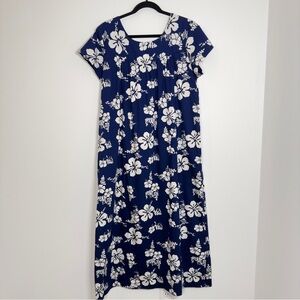 Vintage Ui Maikai Hawaiian Dress Size Large Hibiscus Flower Aloha